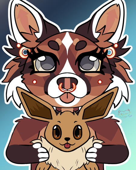 Holding Eevee Ych